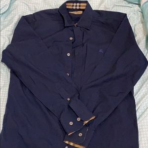 Navy Blue Burberry Button Down Shirt